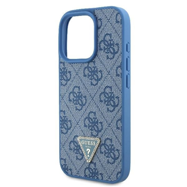 Fodral för Apple iPhone 16 Pro, Guess, Crossbody 4G Triangle Strass, Blå