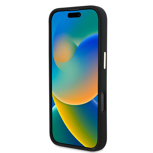 Skyddsfodral för Apple iPhone 16 Pro, Guess, Script Metal Logo & Frame, Svart