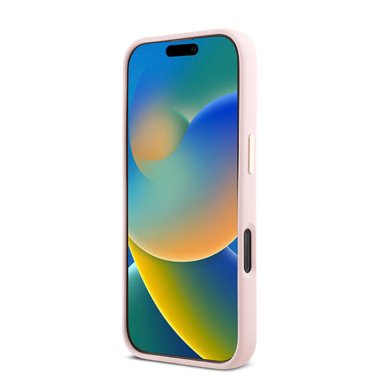 Skyddsfodral för Apple iPhone 16 Pro, Guess, Script Metal Logo & Frame, Rosa