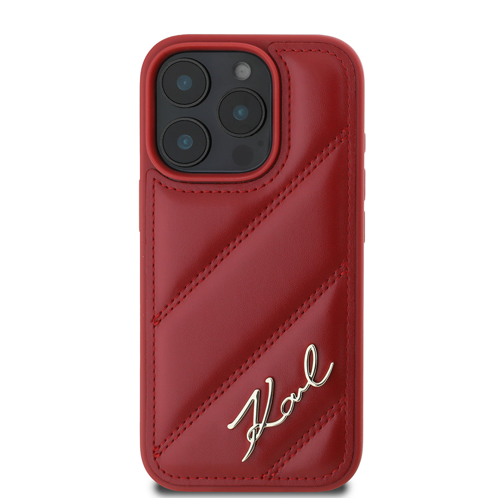 Fodral för Apple iPhone 16 Pro, Karl Lagerfeld, Diagonal Quilted Script, Rosie