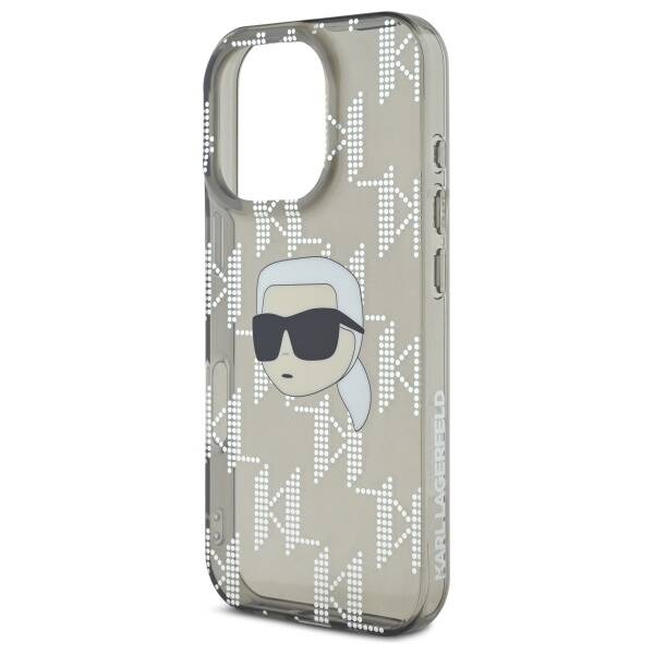 Skyddsfodral för Apple iPhone 16 Pro, Karl Lagerfeld, IML Luxury Electroplated Karl's Head, Svart