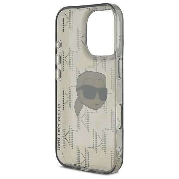 Skyddsfodral för Apple iPhone 16 Pro, Karl Lagerfeld, IML Luxury Electroplated Karl's Head, Svart