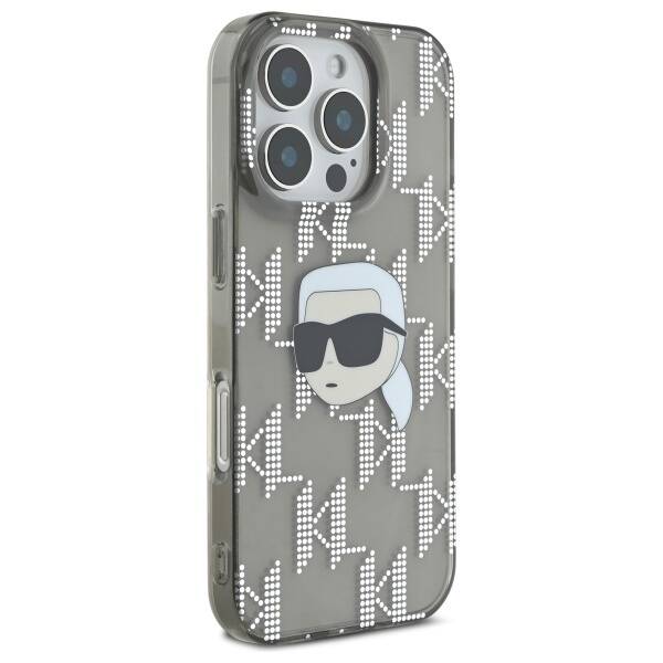 Skyddsfodral för Apple iPhone 16 Pro, Karl Lagerfeld, IML Luxury Electroplated Karl's Head, Svart