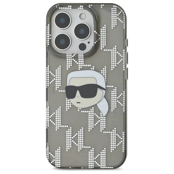 Skyddsfodral för Apple iPhone 16 Pro, Karl Lagerfeld, IML Luxury Electroplated Karl's Head, Svart