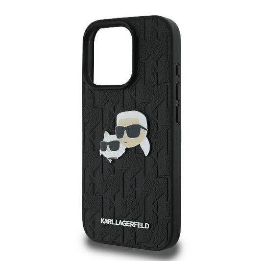Fodral för Apple iPhone 16 Pro, Karl Lagerfeld, Monogram Karl & Choupette's Heads, Svart