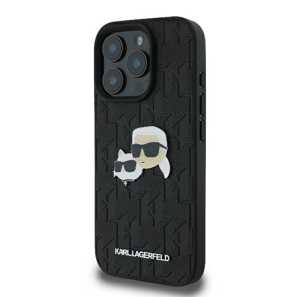 Fodral för Apple iPhone 16 Pro, Karl Lagerfeld, Monogram Karl & Choupette's Heads, Svart