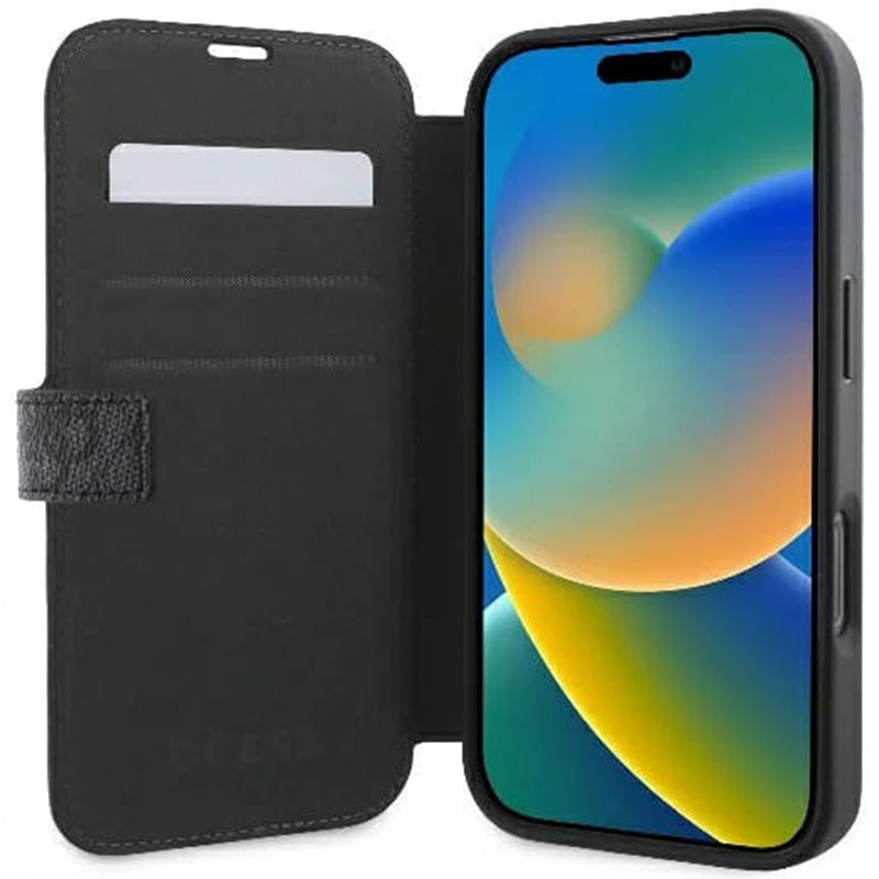 Case for Apple iPhone 16 Pro Max, Guess, 4G Book, Black