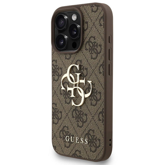 Skyddsfodral för Apple iPhone 16 Pro Max, Guess, 4G Classic Logo med rem, Brun