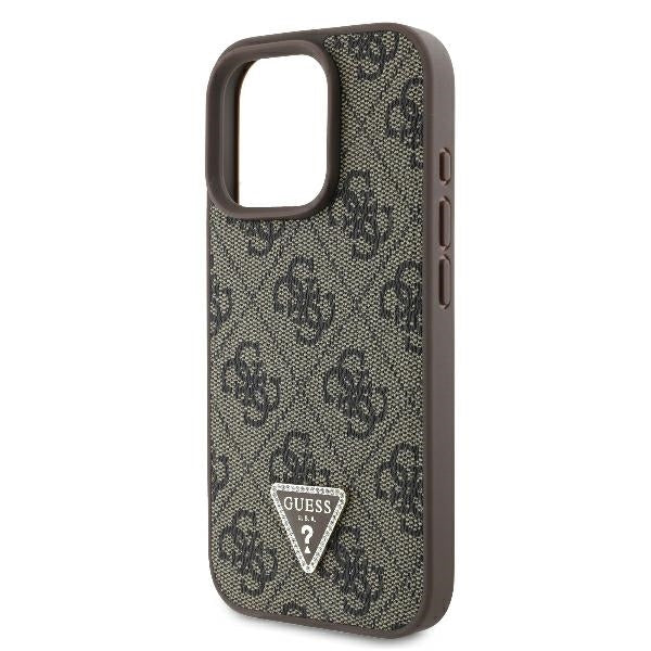 Fodral för Apple iPhone 16 Pro Max, Guess, Crossbody 4G Triangle Strass, Brun