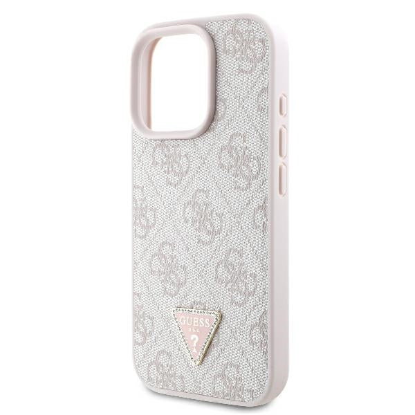 Fodral för Apple iPhone 16 Pro Max, Guess, Crossbody 4G Triangle Strass, Rosa