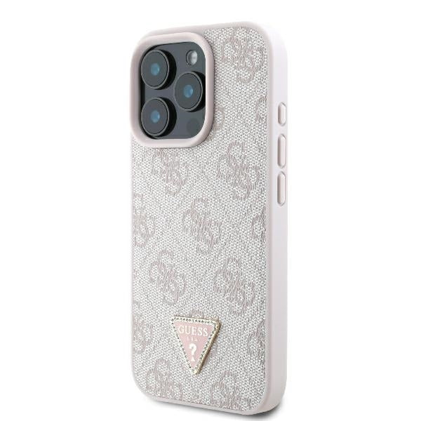 Fodral för Apple iPhone 16 Pro Max, Guess, Crossbody 4G Triangle Strass, Rosa