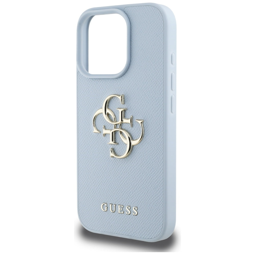 Skyddsfodral för Apple iPhone 16 Pro Max, Guess, Grained Big 4G Logo Small Classic Logo, Blå
