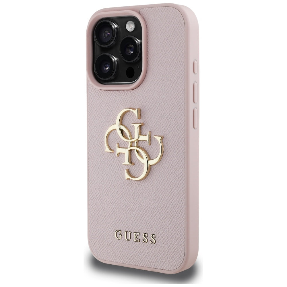 Fodral för Apple iPhone 16 Pro Max, Guess, Grained Big 4G Logo Small Classic Logo, Rosa