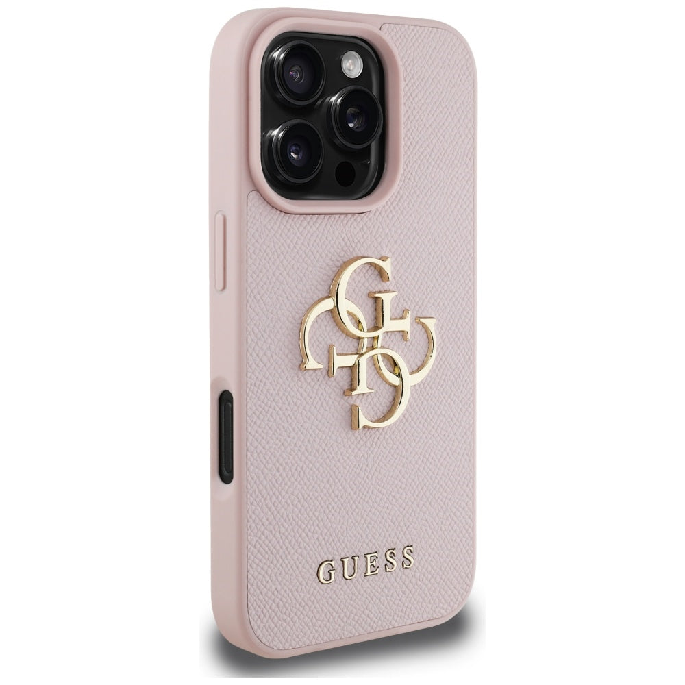 Fodral för Apple iPhone 16 Pro Max, Guess, Grained Big 4G Logo Small Classic Logo, Rosa