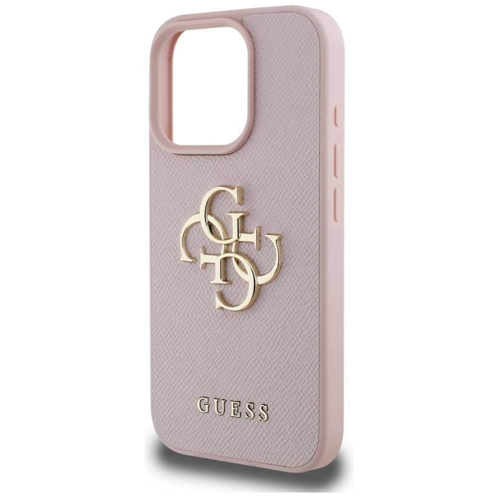 Fodral för Apple iPhone 16 Pro Max, Guess, Grained Big 4G Logo Small Classic Logo, Rosa