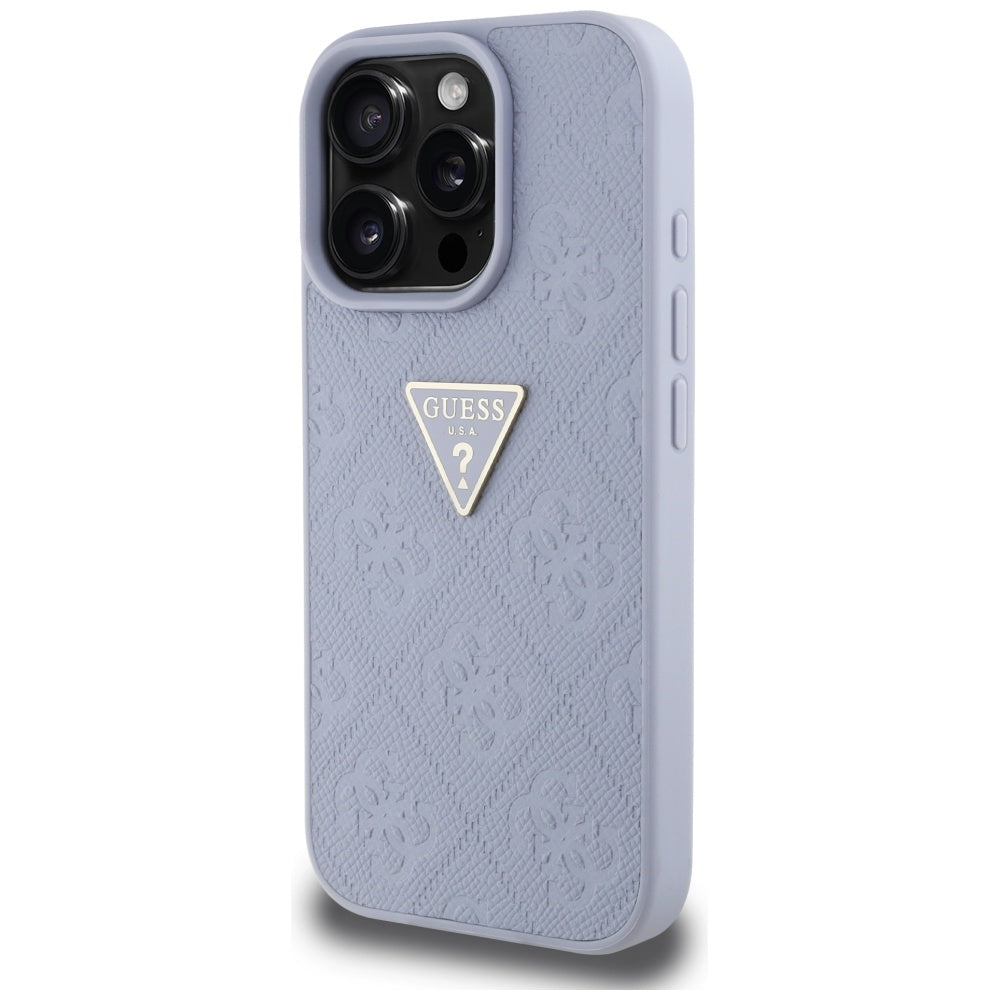 Fodral för Apple iPhone 16 Pro Max, Guess, Hot Stamp 4G Pattern Triangle Logo, Ljuslila