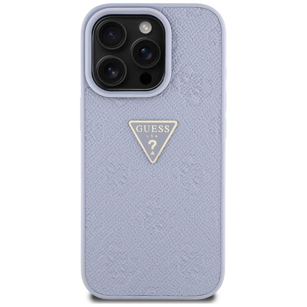 Fodral för Apple iPhone 16 Pro Max, Guess, Hot Stamp 4G Pattern Triangle Logo, Ljuslila