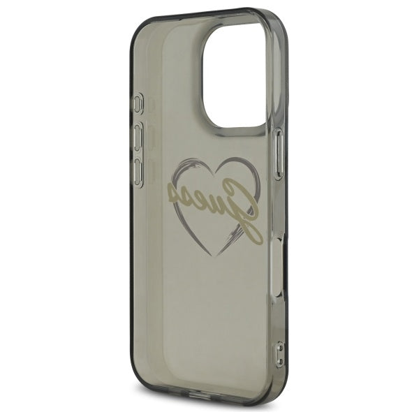 Skyddsfodral för Apple iPhone 16 Pro Max, Guess, IML Heart, Svart