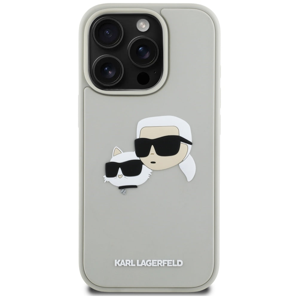 Fodral för Apple iPhone 16 Pro Max, Karl Lagerfeld, 3D Rubber Karl & Choupette, Beige