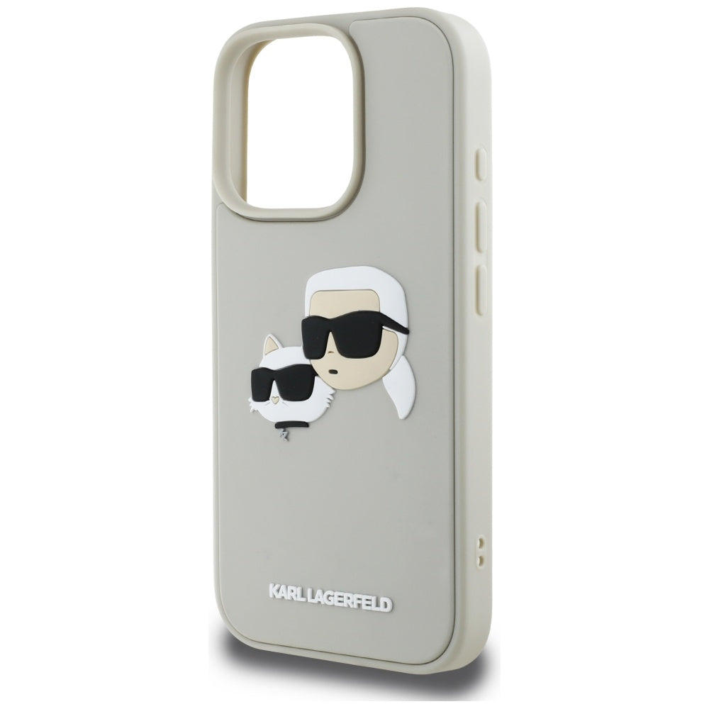 Fodral för Apple iPhone 16 Pro Max, Karl Lagerfeld, 3D Rubber Karl & Choupette, Beige