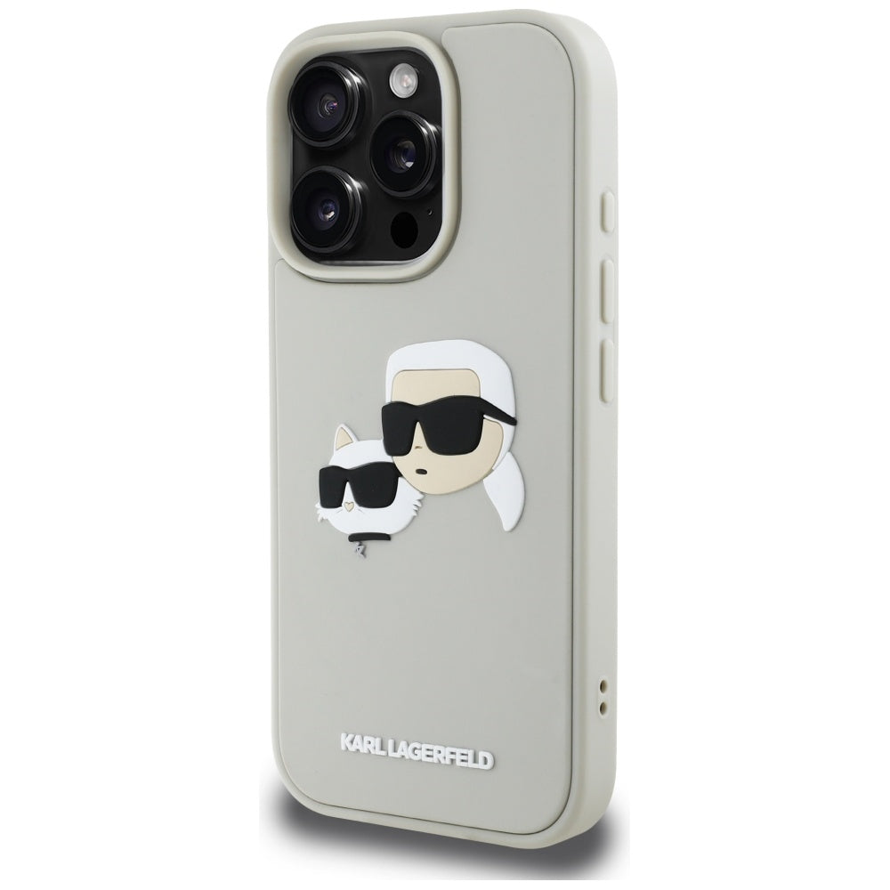 Fodral för Apple iPhone 16 Pro Max, Karl Lagerfeld, 3D Rubber Karl & Choupette, Beige