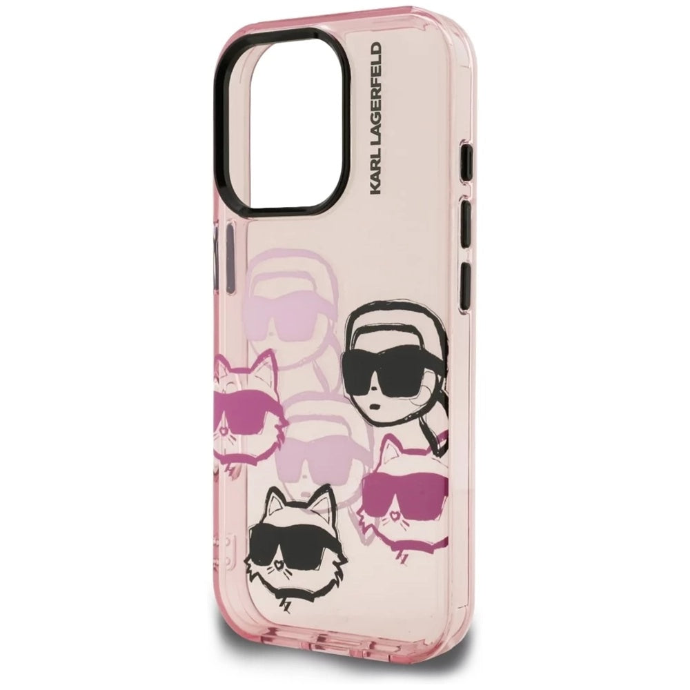 Fodral för Apple iPhone 16 Pro Max, Karl Lagerfeld, IML Luxury Multi Head Pattern, Rosa