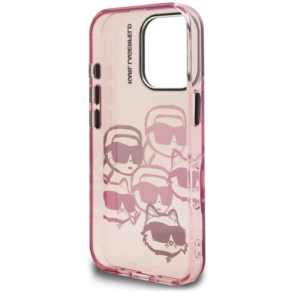 Fodral för Apple iPhone 16 Pro Max, Karl Lagerfeld, IML Luxury Multi Head Pattern, Rosa