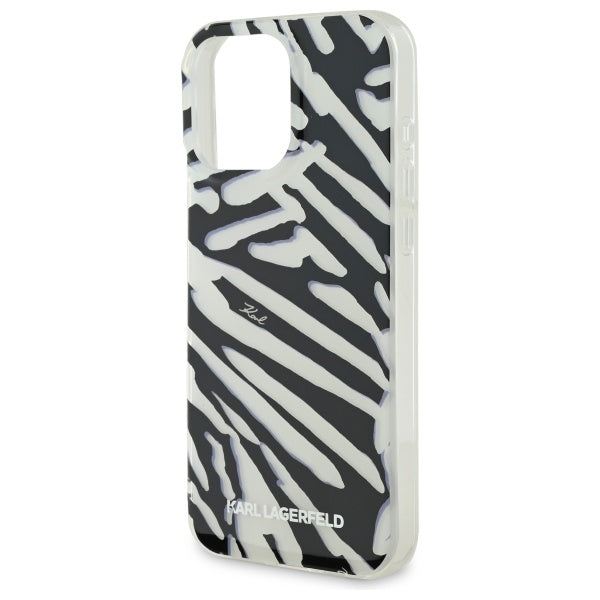 Fodral för Apple iPhone 16 Pro Max, Karl Lagerfeld, IML Luxury Zebra Pattern with Strap, Svart