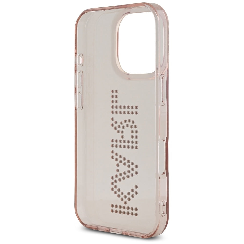 Fodral för Apple iPhone 16 Pro Max, Karl Lagerfeld, IML Rhinestones Pink Logo, Rosa