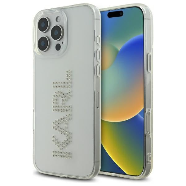 Skal för Apple iPhone 16 Pro Max, Karl Lagerfeld, IML Rhinestones Transparent Logo, Transparent