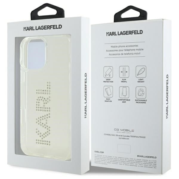 Skal för Apple iPhone 16 Pro Max, Karl Lagerfeld, IML Rhinestones Transparent Logo, Transparent
