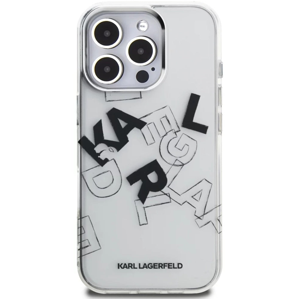 Skyddsfodral för Apple iPhone 16 Pro Max, Karl Lagerfeld, IML Sketched Graphic Logo, Transparent