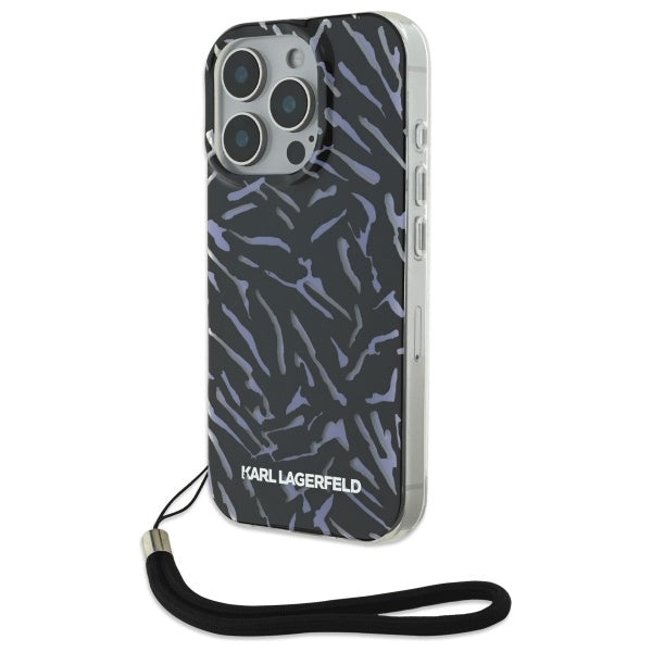 Fodral för Apple iPhone 16 Pro Max, Karl Lagerfeld, Zebra with Cord Strap, Lila