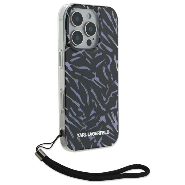 Fodral för Apple iPhone 16 Pro Max, Karl Lagerfeld, Zebra with Cord Strap, Lila
