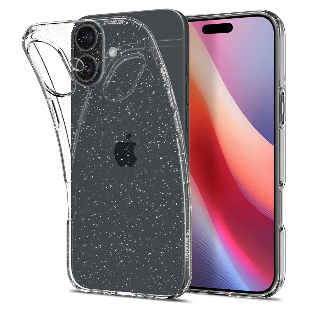 Fodral för Apple iPhone 16, Spigen, Liquid Crystal Glitter, Transparent ACS08192