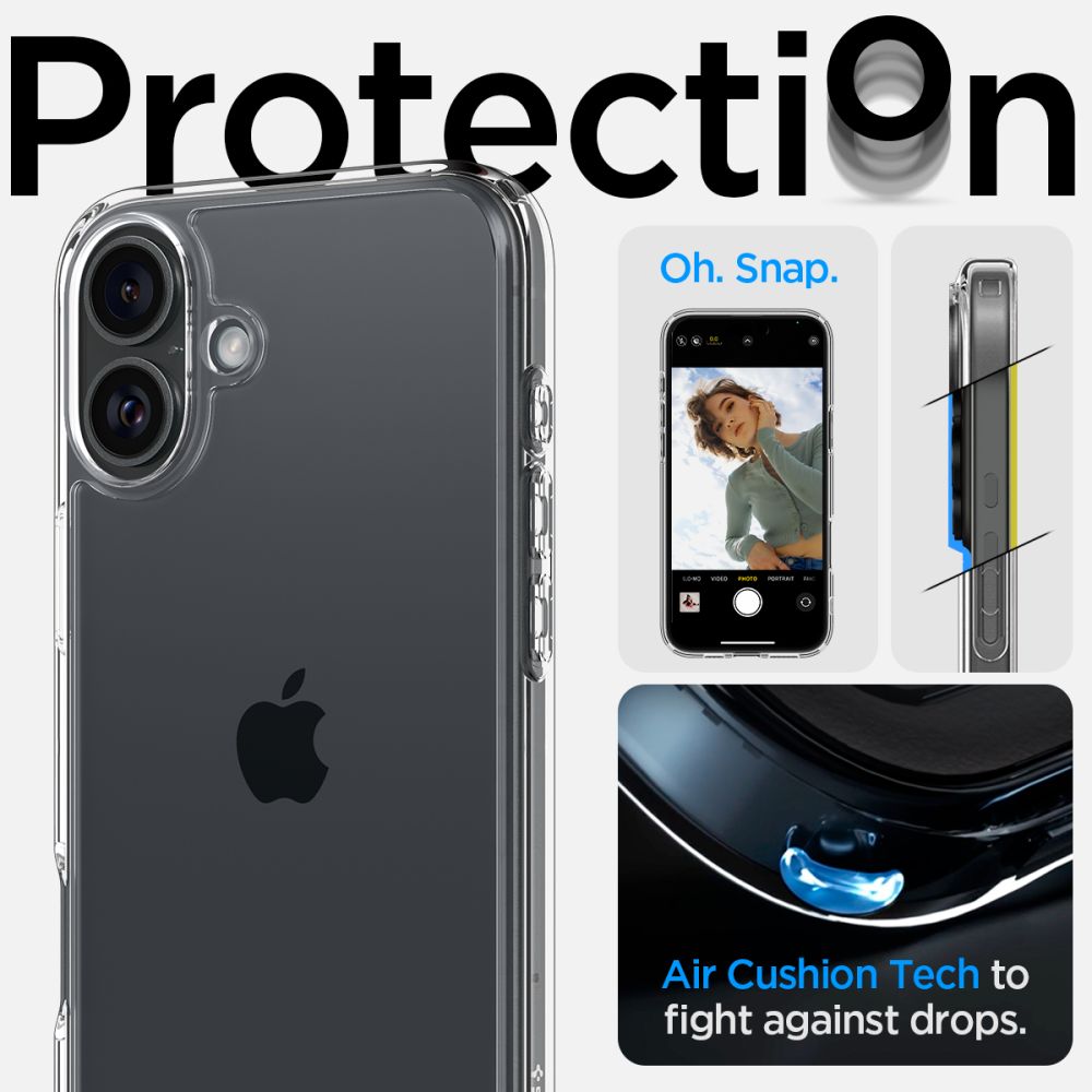 Mobilskal för Apple iPhone 16, Spigen, Ultra Hybrid, Transparent ACS08197