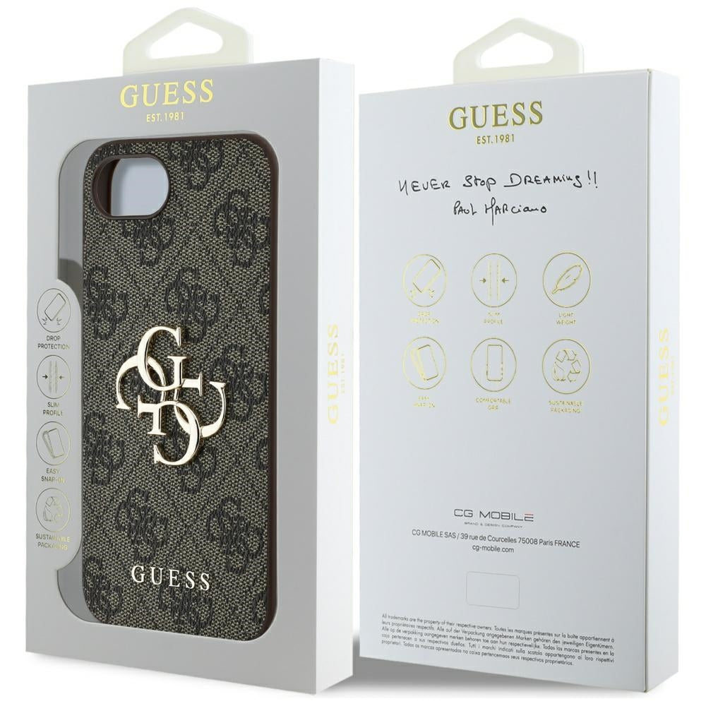 Fodral för Apple iPhone 17e / 16e, Guess, 4G Big Logo, Brun