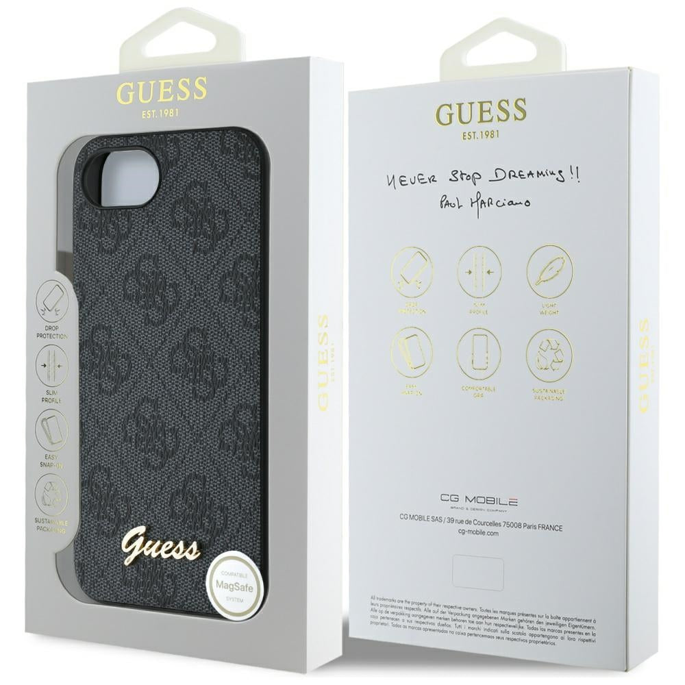 Fodral för Apple iPhone 17e / 16e, Guess, 4G Script Logo, Svart