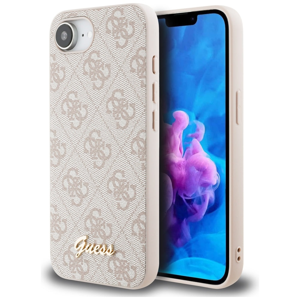 Skyddsfodral för Apple iPhone 17e / 16e, Guess, 4G Script Logo, Rosa