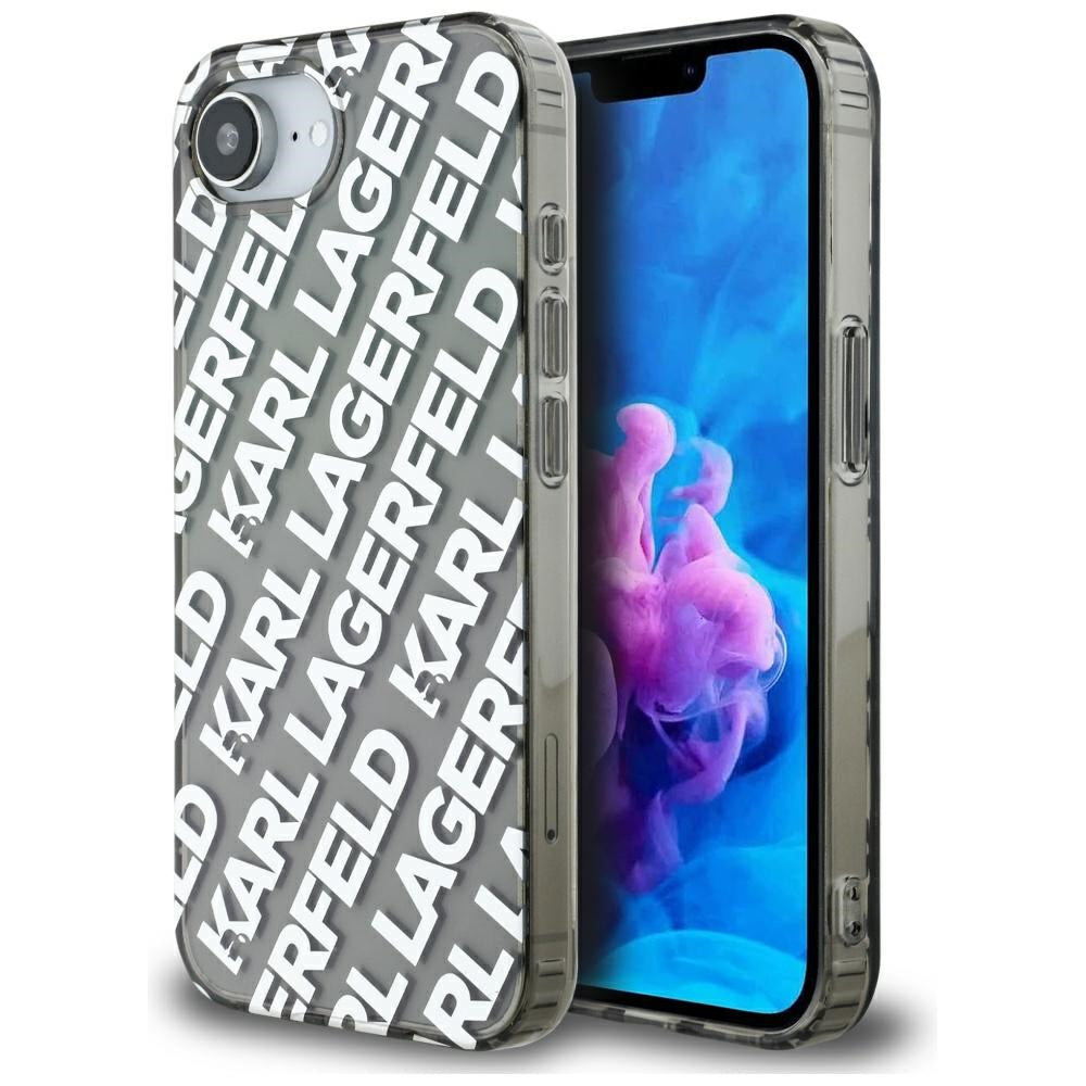Skyddsfodral för Apple iPhone 17e / 16e, Karl Lagerfeld, IML Luxury Silver Fullover Logo, Silver