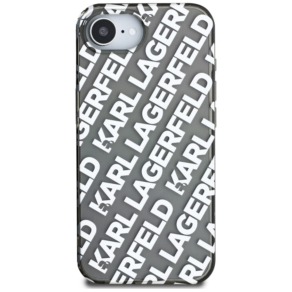 Skyddsfodral för Apple iPhone 17e / 16e, Karl Lagerfeld, IML Luxury Silver Fullover Logo, Silver