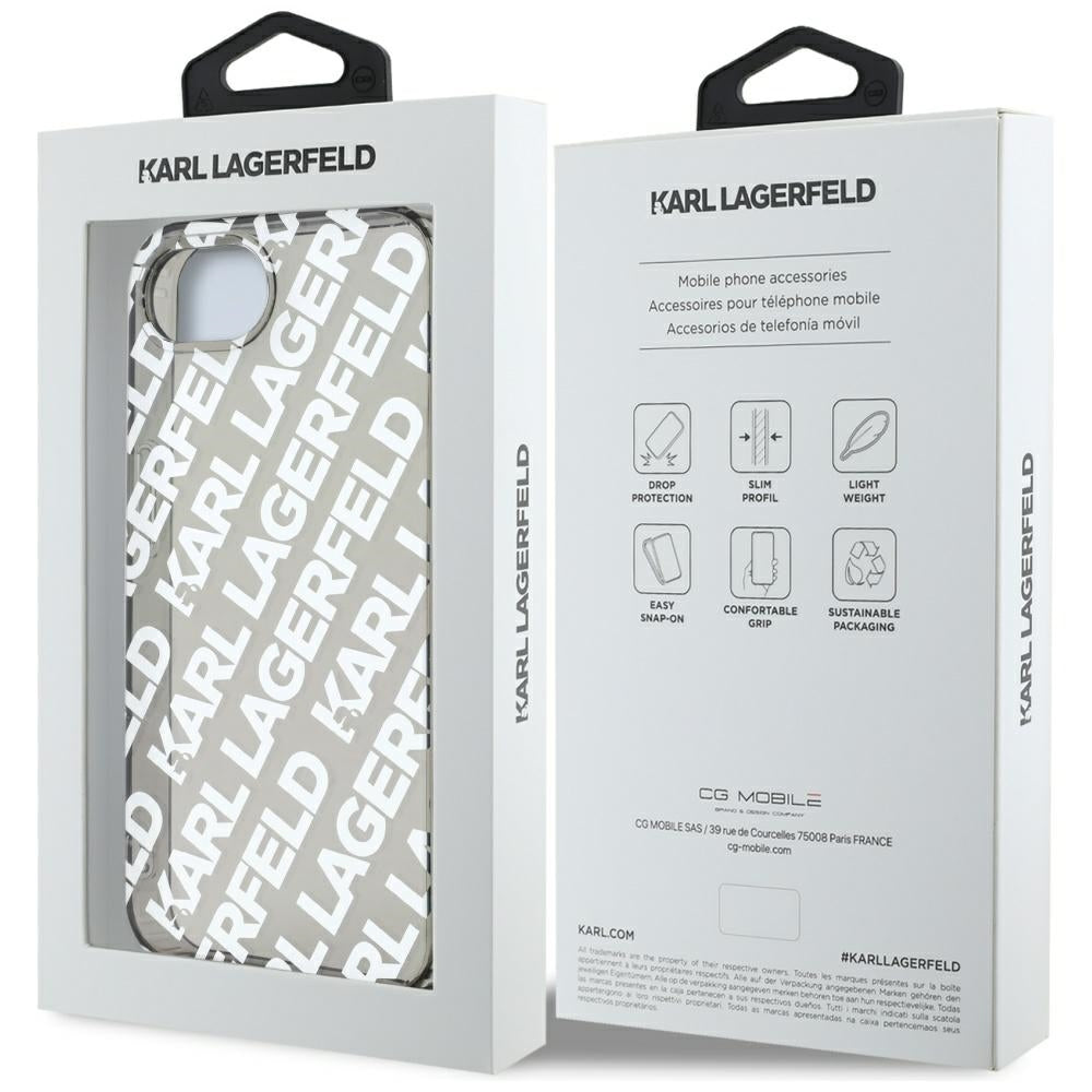 Skyddsfodral för Apple iPhone 17e / 16e, Karl Lagerfeld, IML Luxury Silver Fullover Logo, Silver