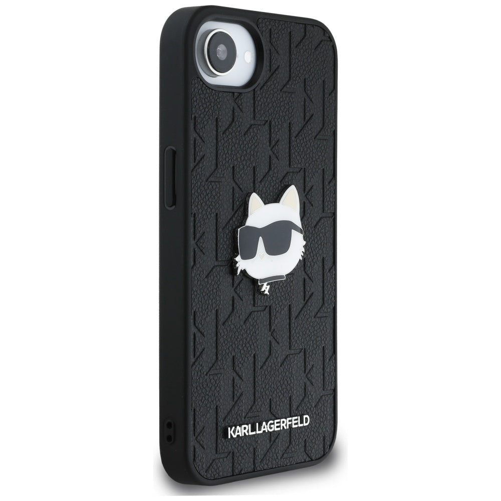 Fodral för Apple iPhone 17e / 16e, Karl Lagerfeld, Monogram Choupette's Head, Svart