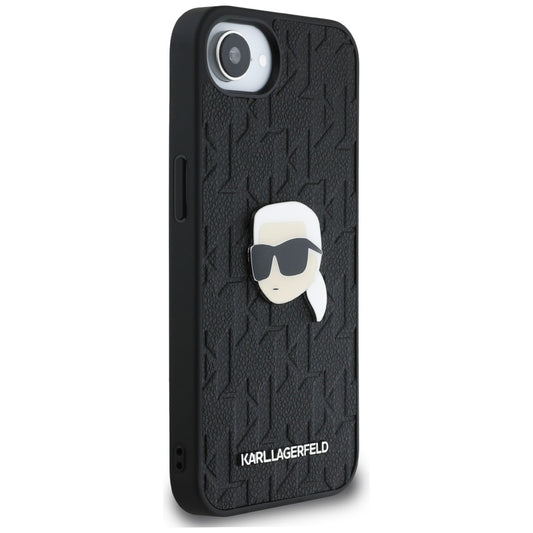 Fodral för Apple iPhone 16e, Karl Lagerfeld, Monogram Karl's Head, Svart