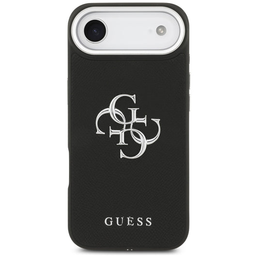 Skyddsfodral för Apple iPhone 17 Air, Guess, 4G Grained Big and Classic Logo, Svart Silver