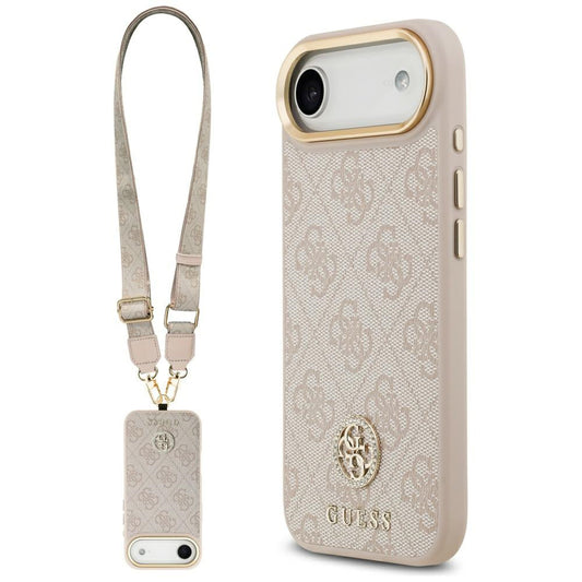 Skyddsfodral för Apple iPhone 17 Air, Guess, 4G Strass Logo och Stor Rem, Rosa