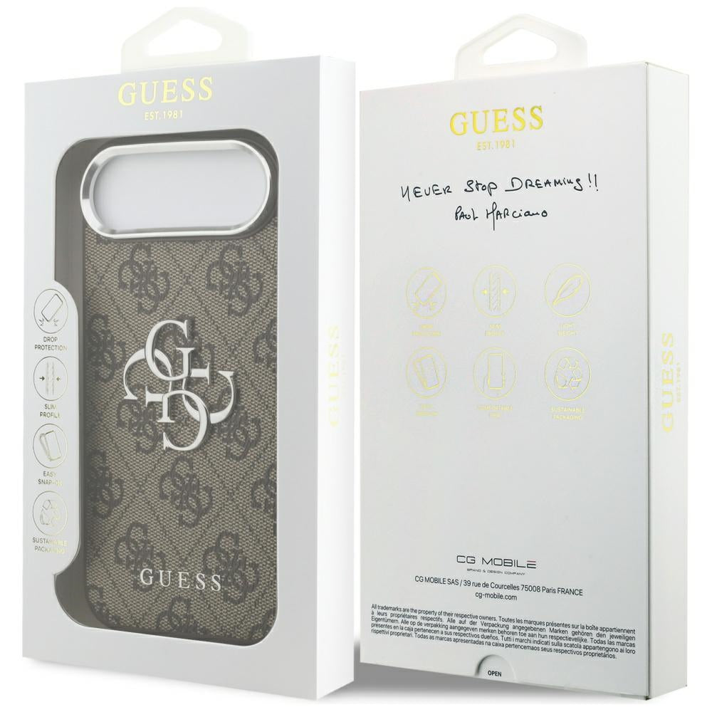 Fodral för Apple iPhone 17 Air, Guess, Big 4G Logo Classic, Brun Silver