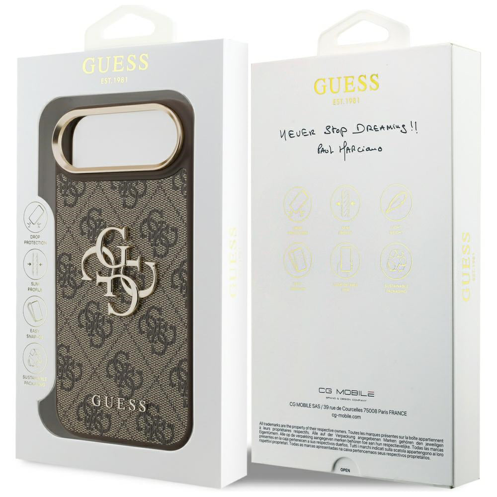 Fodral för Apple iPhone 17 Air, Guess, Big 4G Logo Classic, Guldbrun