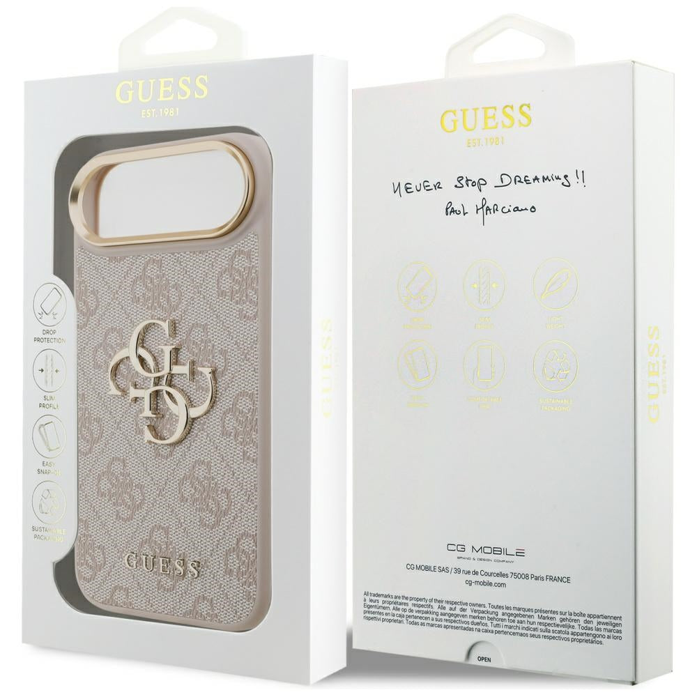 Skyddsfodral för Apple iPhone 17 Air, Guess, Big 4G Logo Classic, Guldrosa