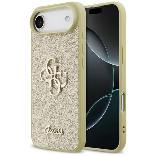 Skyddsfodral för Apple iPhone 17 Air, Guess, Fixed Glitter Big 4G, Guld